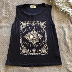 Moonchild navy ‘live by the sun...’ sz small